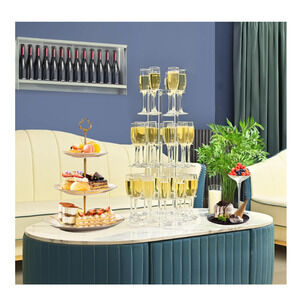 Champagne Tower Acrylic 3 Tier Display Rack Stand with 28 Slots Flute Holder NEW